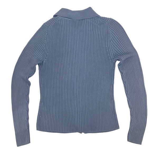 NWT Vince. Ribbed Collar Cardigan‎ Sweater Riviera Blue Medium - Picture 5 of 7